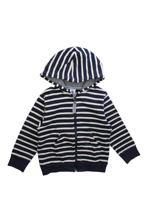 A Navy Zippered Sweatshirts from Petit Bateau in size 3T for boy. (Front View)