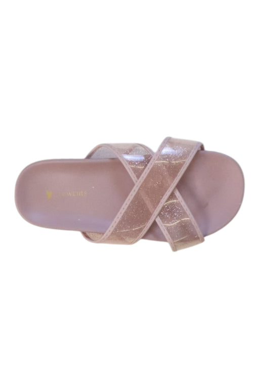 A Pink Sandals from Crewcuts in size 6T for girl. (Front View)