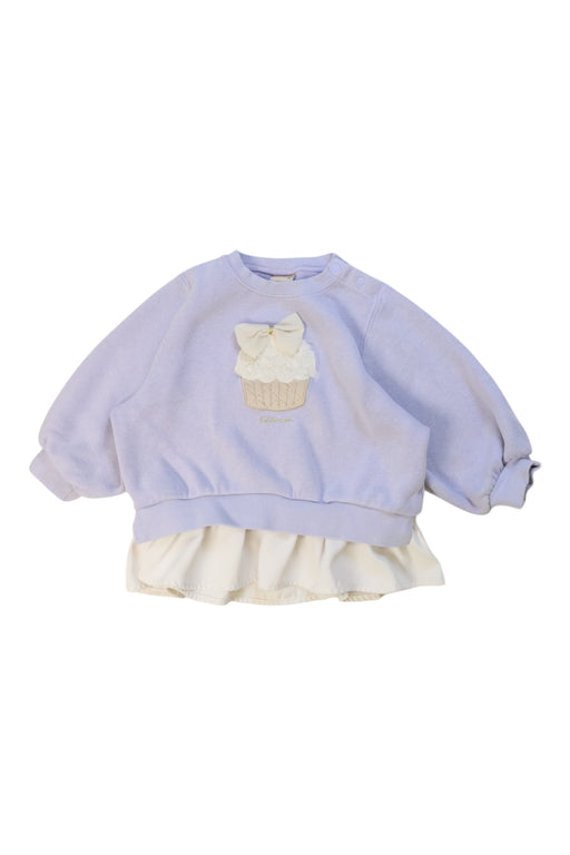 A White Sweatshirts from Petit Main in size 18-24M for girl. (Front View)