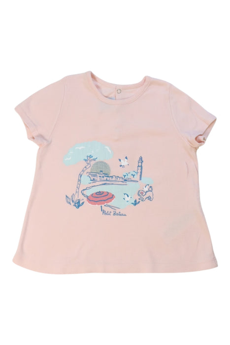 A Pink Short Sleeve Tops from Petit Bateau in size 18-24M for girl. (Front View)