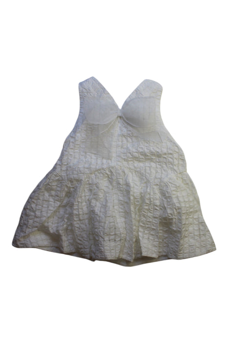 A White Sleeveless Dresses from Simonetta in size 6T for girl. (Back View)