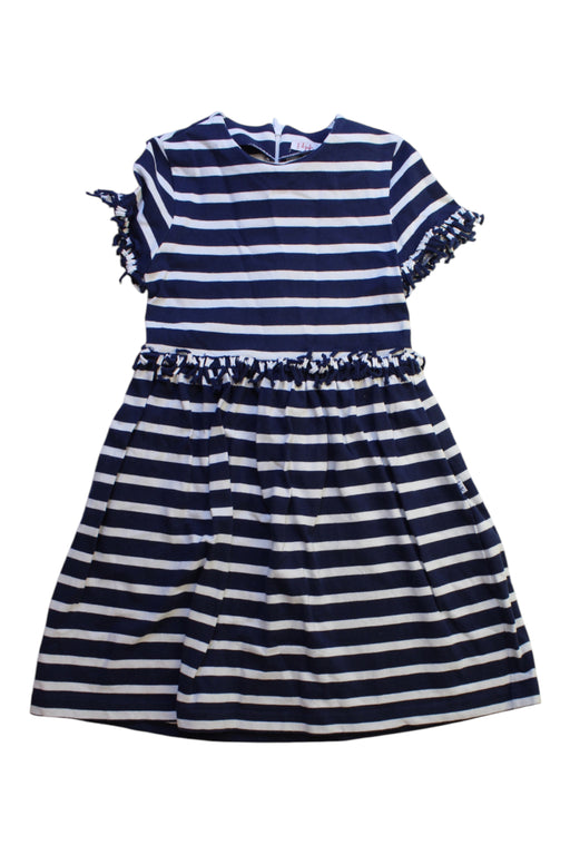 A Navy Short Sleeve Dresses from Il Gufo in size 6T for girl. (Front View)