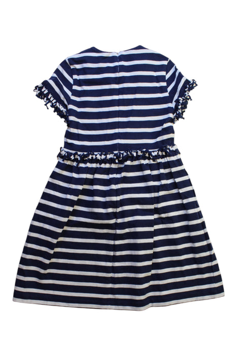 A Navy Short Sleeve Dresses from Il Gufo in size 6T for girl. (Back View)