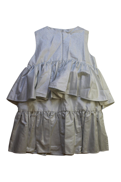 A Silver Sleeveless Dresses from Simonetta in size 6T for girl. (Back View)