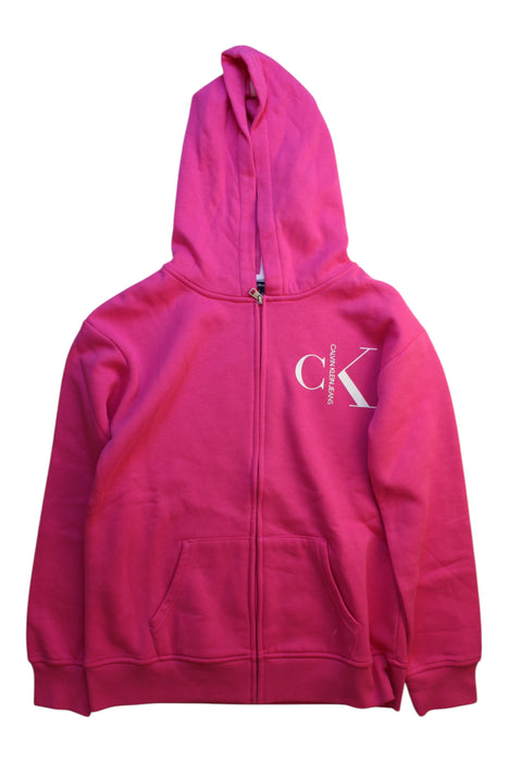 A Pink Zippered Sweatshirts from Calvin Klein in size 14Y for girl. (Front View)