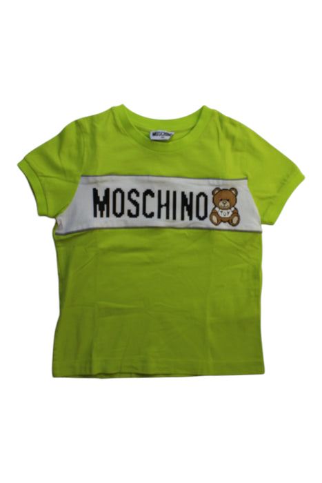 A Green Short Sleeve T Shirts from Moschino in size 6T for boy. (Front View)