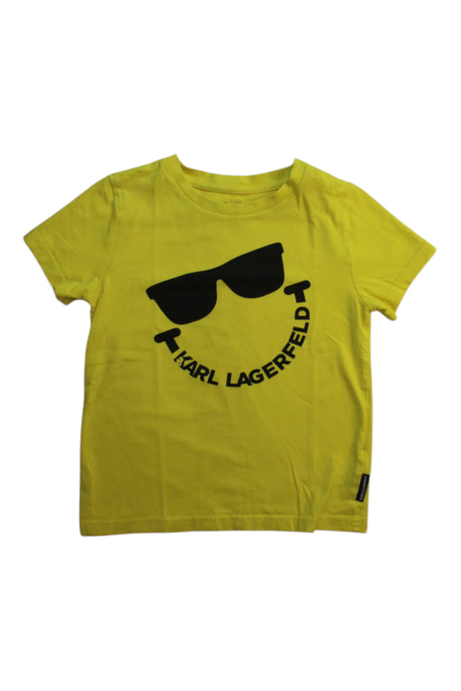 A Yellow Short Sleeve T Shirts from Karl Lagerfeld in size 6T for boy. (Front View)