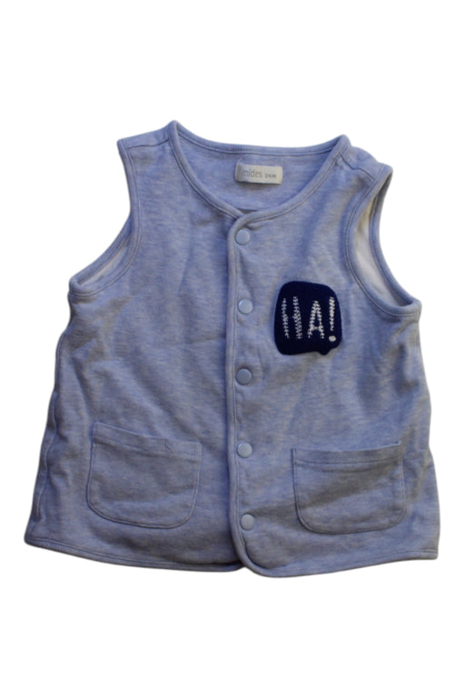 A Blue Outerwear Vests from Mides in size 18-24M for boy. (Front View)