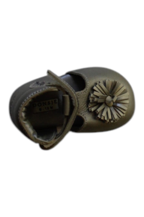 A Taupe Booties from Donsje in size 6-12M for girl. (Front View)