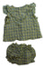 A Green Shorts Sets from the new society in size 6-12M for girl. (Front View)