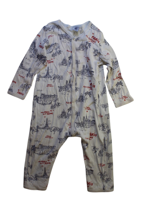 A White Onesies from Petit Bateau in size 18-24M for neutral. (Front View)