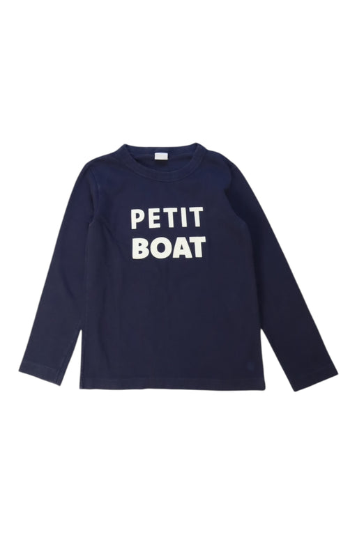 A Navy Long Sleeve T Shirts from Petit Bateau in size 6T for boy. (Front View)