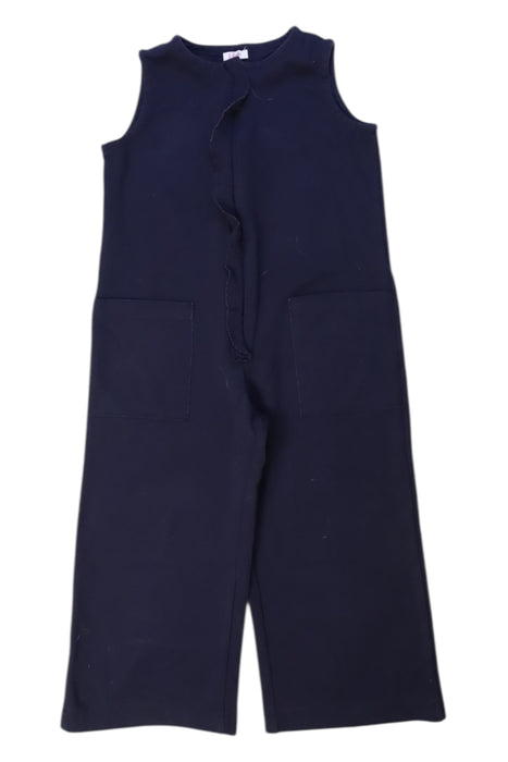 A Navy Sleveless Jumpsuits from Il Gufo in size 4T for girl. (Front View)