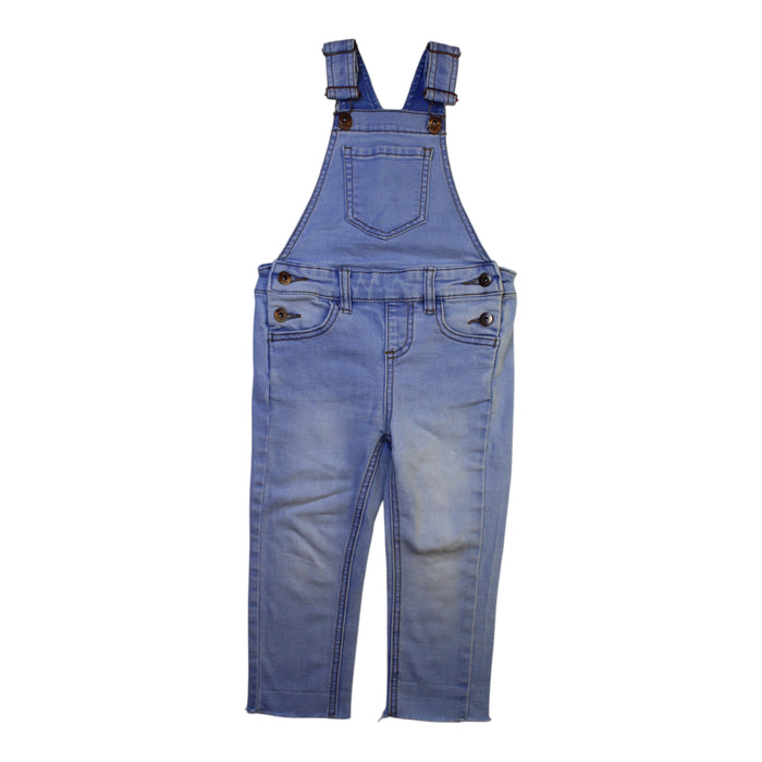 A Blue Long Overalls from Seed in size 3T for girl. (Front View)