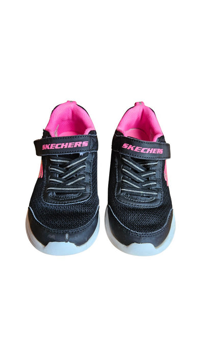 A Black Sneakers from Skechers in size 5T for girl. (Back View)