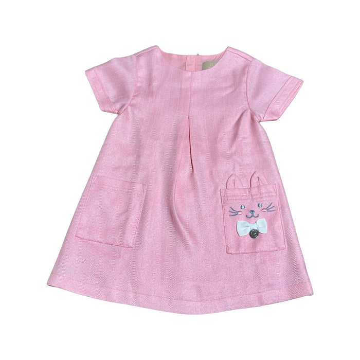 A Pink Short Sleeve Dresses from Chickeeduck in size 3T for girl. (Front View)
