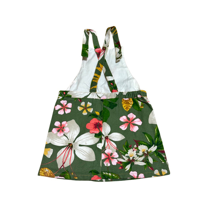 A Green Overall Dresses from Nanos in size 6T for girl. (Back View)