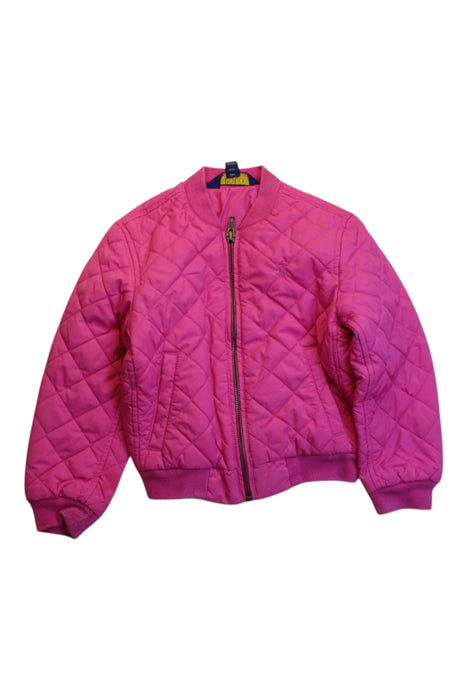 A Pink Puffer/Quilted Jackets from Polo Ralph Lauren in size 4T for girl. (Front View)