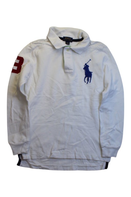 A White Long Sleeve Polos from Polo Ralph Lauren in size 7Y for boy. (Front View)