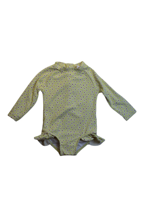 A Yellow Rash Guards from Seed in size 6-12M for girl. (Front View)