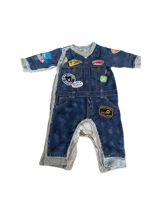A Blue Long Sleeve Rompers from Double B Mikihouse in size 6-12M for neutral. (Front View)