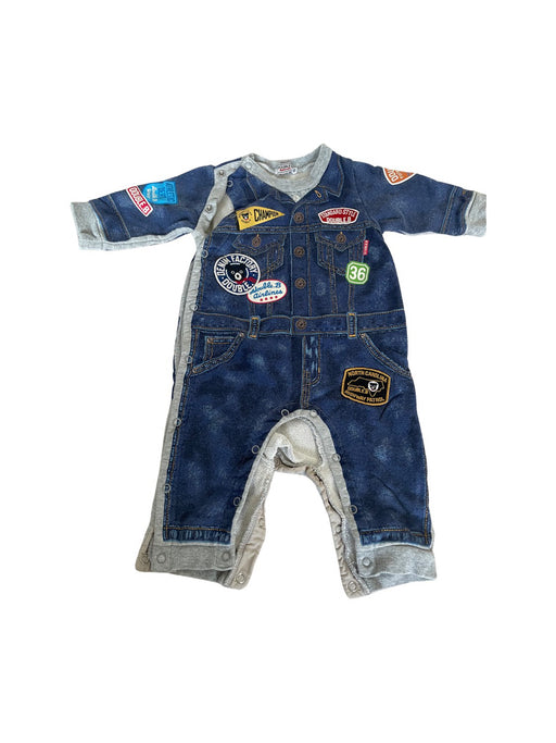 A Blue Long Sleeve Rompers from Double B Mikihouse in size 6-12M for neutral. (Front View)