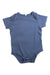 A Blue Short Sleeve Bodysuits from Mori in size 6-12M for neutral. (Front View)