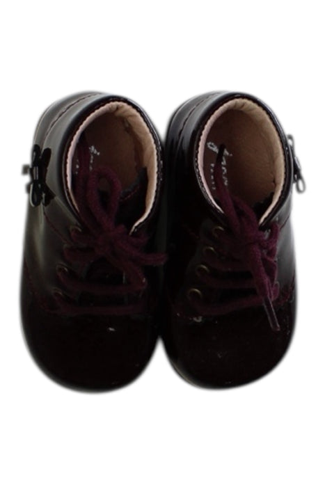 A Burgundy Booties from Jacadi in size 12-18M for girl. (Back View)