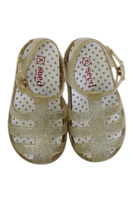 A Gold Sandals from Seed in size 18-24M for girl. (Back View)