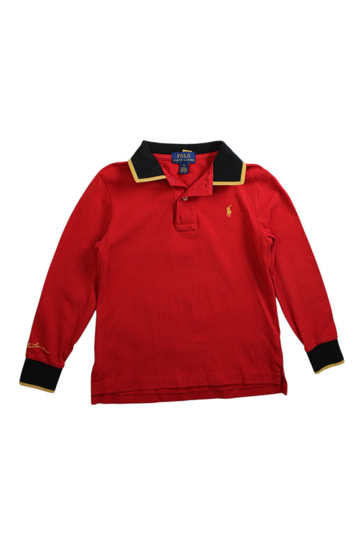 A Red Long Sleeve Polos from Polo Ralph Lauren in size 4T for boy. (Front View)
