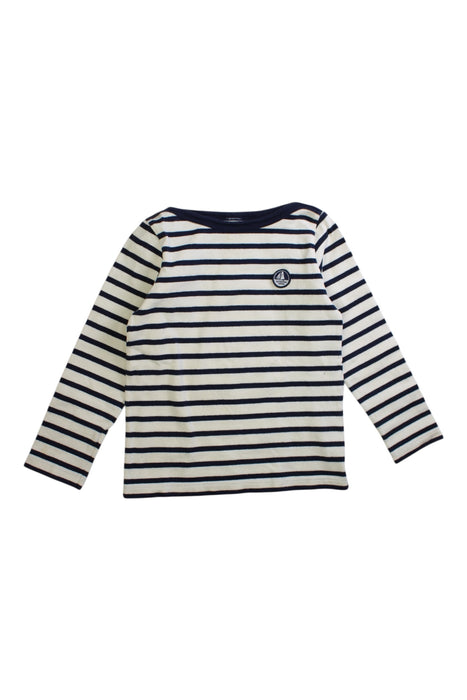 A Navy Long Sleeve T Shirts from Petit Bateau in size 4T for boy. (Front View)
