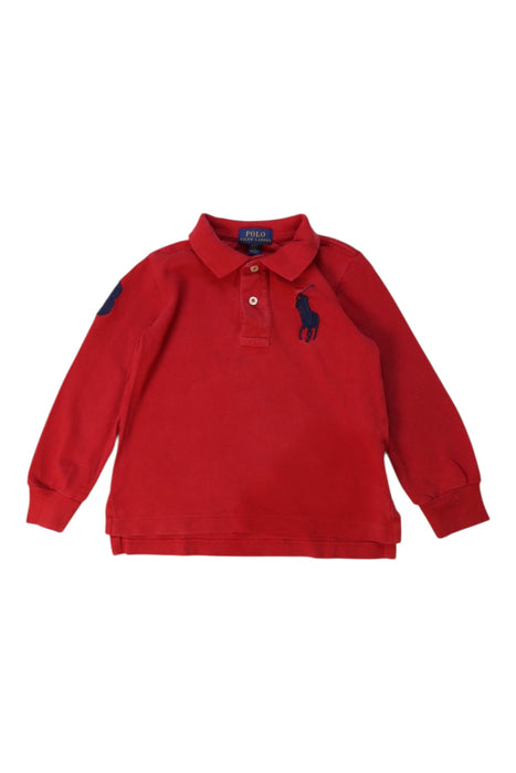 A Red Long Sleeve Polos from Polo Ralph Lauren in size 2T for boy. (Front View)