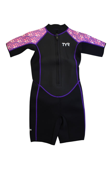 A Black Wetsuits from TYR in size 10Y for girl. (Front View)