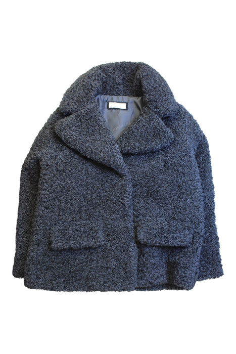 A Navy Coats from Monnalisa in size 10Y for girl. (Front View)