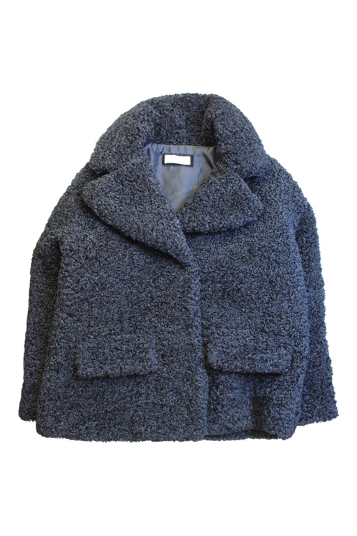 A Navy Coats from Monnalisa in size 10Y for girl. (Front View)