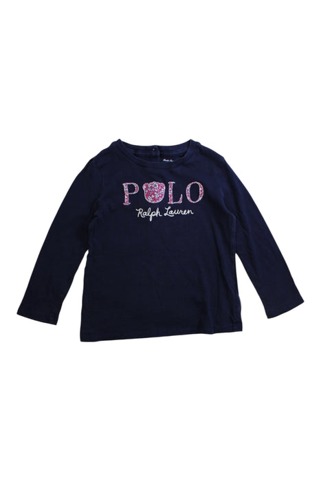 A Navy Long Sleeve T Shirts from Ralph Lauren in size 2T for girl. (Front View)
