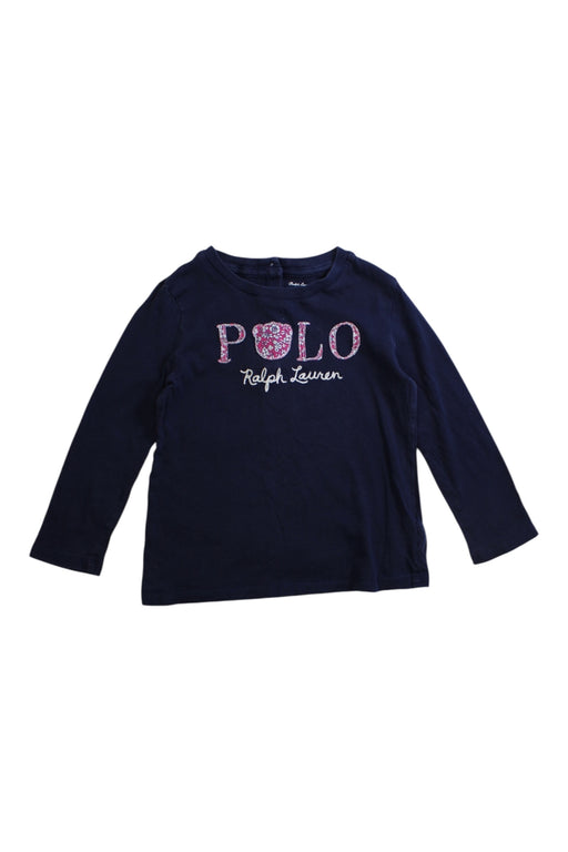 A Navy Long Sleeve T Shirts from Ralph Lauren in size 2T for girl. (Front View)