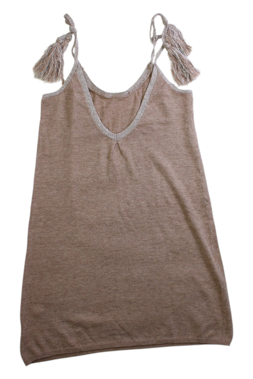 A Beige Sleeveless Dresses from Excuse My French in size 4T for girl. (Front View)