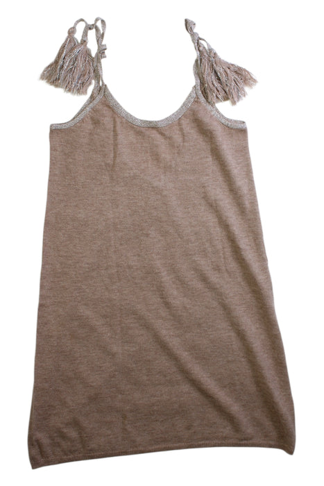A Beige Sleeveless Dresses from Excuse My French in size 4T for girl. (Back View)