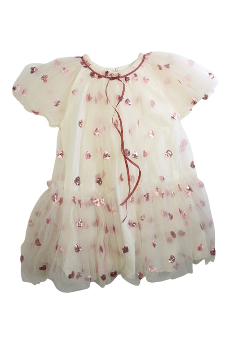 A Pink Short Sleeve Dresses from Dear. B in size 3T for girl. (Front View)