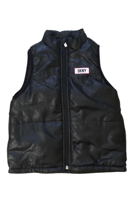 A Black Outerwear Vests from DKNY in size 6T for boy. (Front View)
