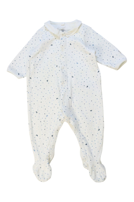 A White Onesies from Petit Bateau in size 0-3M for boy. (Front View)
