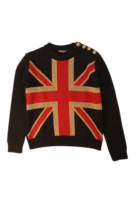 A Black Buttoned Sweatshirts from Balmain in size 6T for boy. (Front View)