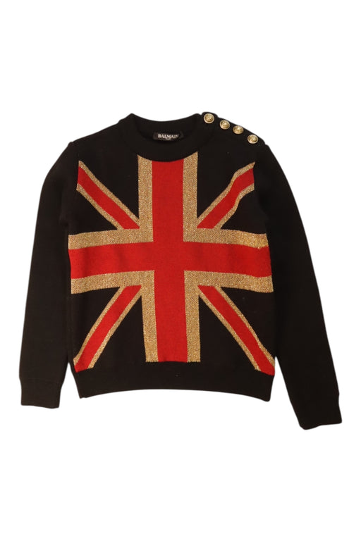 A Black Buttoned Sweatshirts from Balmain in size 6T for boy. (Front View)