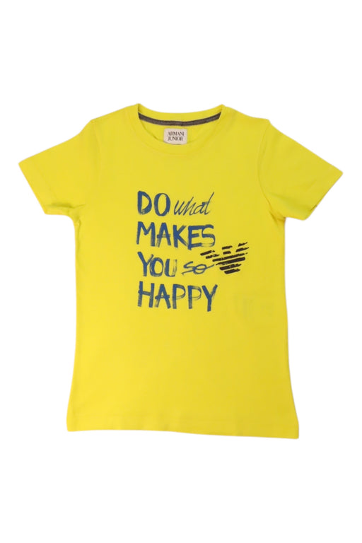 A Yellow Short Sleeve T Shirts from Armani in size 5T for boy. (Front View)