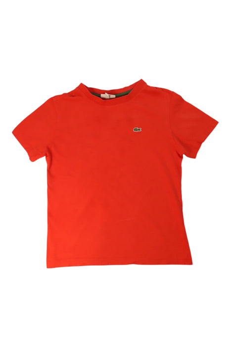 A Red Short Sleeve T Shirts from Lacoste in size 10Y for boy. (Front View)