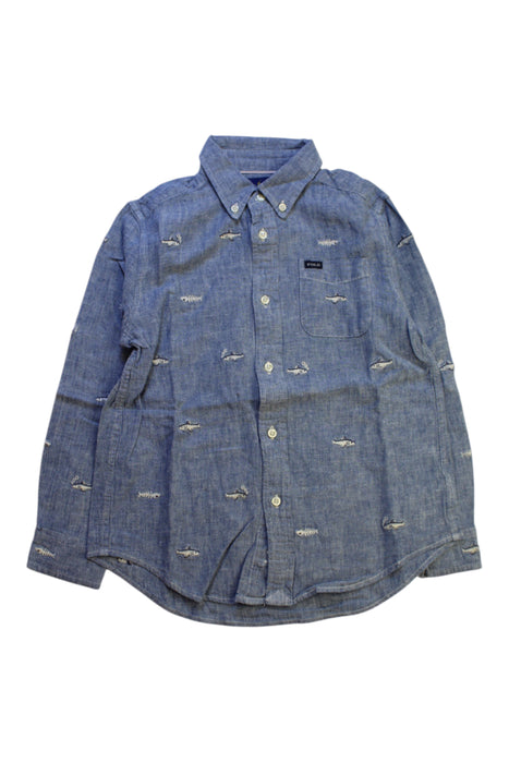 A Blue Long Sleeve Shirts from Ralph Lauren in size 6T for boy. (Front View)