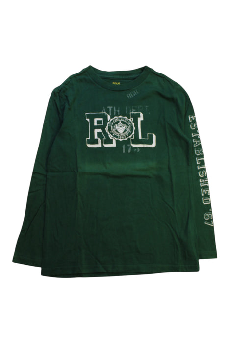 A Green Long Sleeve T Shirts from Polo Ralph Lauren in size 7Y for boy. (Front View)