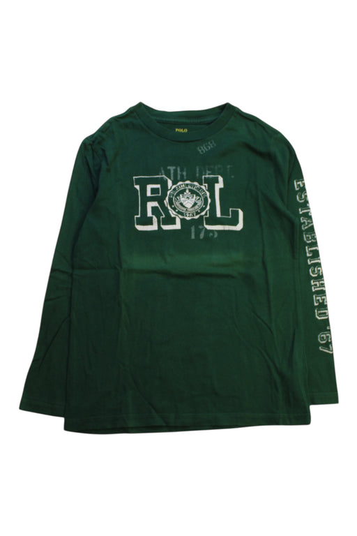 A Green Long Sleeve T Shirts from Polo Ralph Lauren in size 7Y for boy. (Front View)