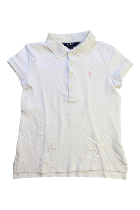 A White Short Sleeve Polos from Polo Ralph Lauren in size 7Y for girl. (Front View)